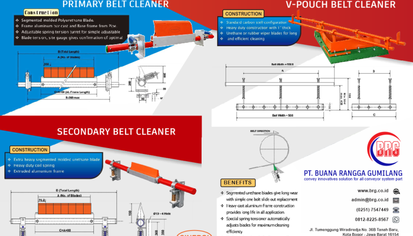 Belt cleaner conveyor industri Indonesia untuk conveyor belt dan material handling system