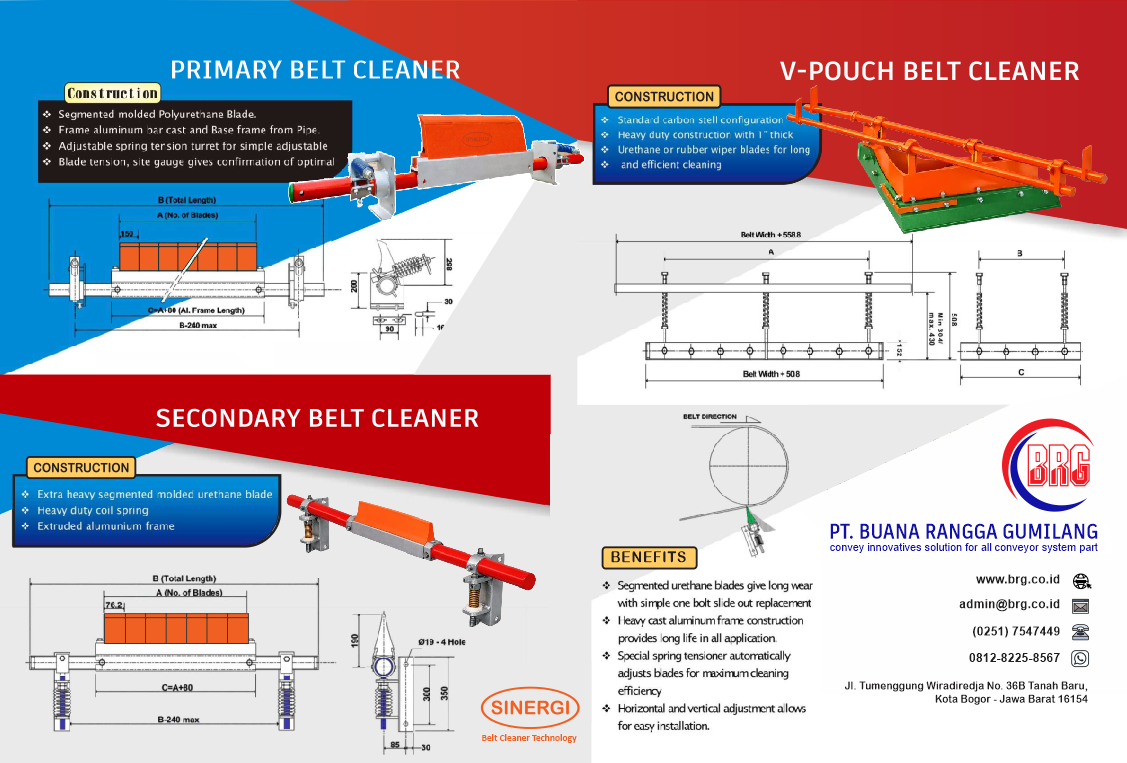 Belt cleaner conveyor industri Indonesia untuk conveyor belt dan material handling system