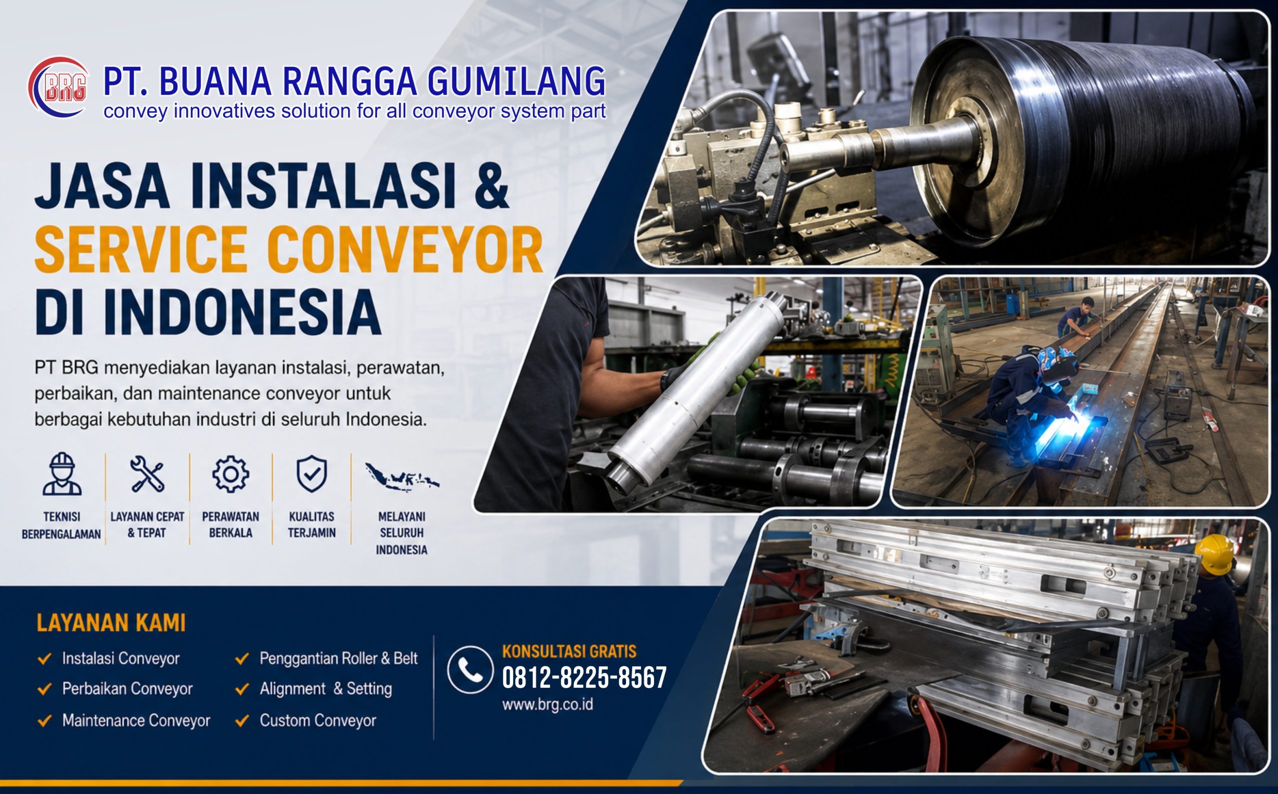 Conveyor System Manufacturer Indonesia oleh PT BRG untuk solusi conveyor industri di Indonesia
