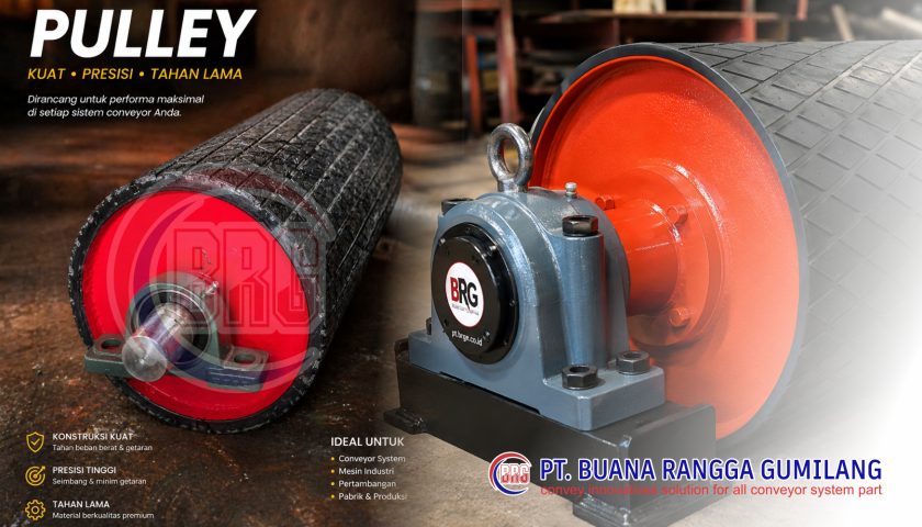 Pulley conveyor industri Indonesia untuk conveyor belt dan material handling system
